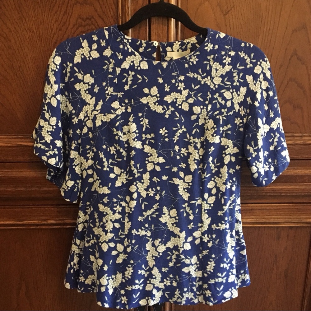 Royal Blue Floral Blouse